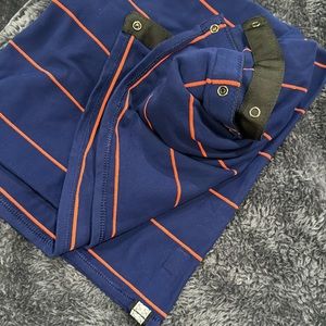 Lululemon Vinyasa Soft Wrap Scarf Dark Navy Blue Orange Striped